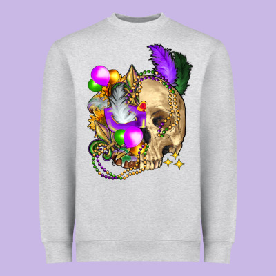 Mardi Gras Skull Heavyweight Sweatshirt Designed By Fadigitalartstudio