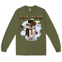 Army Green merry christmas snowman Long Sleeve Tee - CowGirlArtShop