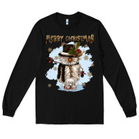Black merry christmas snowman Long Sleeve Tee - CowGirlArtShop