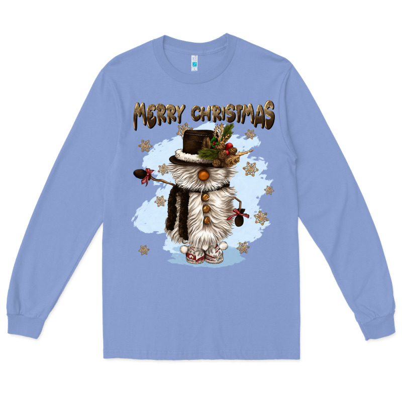 Merry Christmas Snowman Long Sleeve Tee by CowGirlArtShop | Teevron