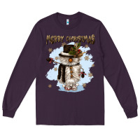 Plum merry christmas snowman Long Sleeve Tee - CowGirlArtShop