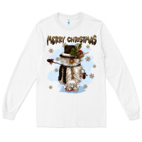 White merry christmas snowman Long Sleeve Tee - CowGirlArtShop