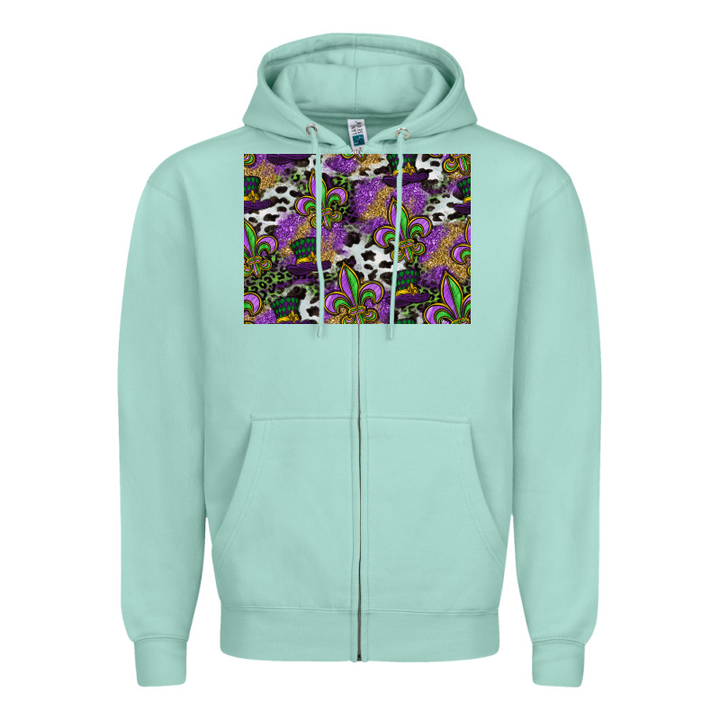 Mardi Gras Celebration Pattern Zipper Hoodie by CowhideDigitalArt | Teevron
