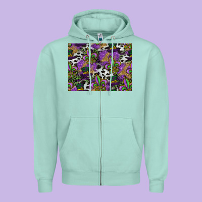 Mardi Gras Celebration Pattern Zipper Hoodie Designed By Cowhidedigitalart