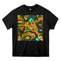 Black Leopard Digital Camera And Sunflowers With Camouflage Seamless Pattern Heavy Core Tee - BundleAndBundleShop