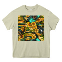 Mossy Leopard Digital Camera And Sunflowers With Camouflage Seamless Pattern Heavy Core Tee - BundleAndBundleShop