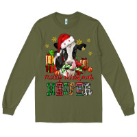 Army Green merry christmas heifer cow Long Sleeve Tee - CowGirlArtShop