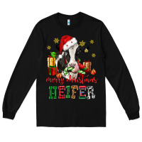Black merry christmas heifer cow Long Sleeve Tee - CowGirlArtShop
