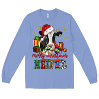 Colony Blue merry christmas heifer cow Long Sleeve Tee - CowGirlArtShop