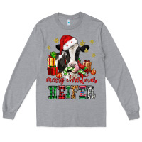 Heather Grey merry christmas heifer cow Long Sleeve Tee - CowGirlArtShop
