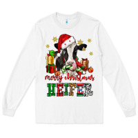 White merry christmas heifer cow Long Sleeve Tee - CowGirlArtShop