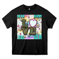 Black Leopard Love Hair And Mirror With Daisy Seamless Pattern Bbs Heavy Core Tee - BundleAndBundleShop