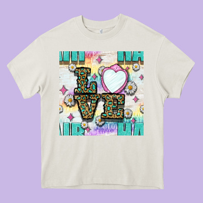 Leopard Love Hair And Mirror With Daisy Seamless Pattern Bbs Heavy Core Tee Designed By Bundleandbundleshop