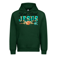 Forest Green y'all need jesus arrow lily flowers Urban Hoodie - BarkalooDesign