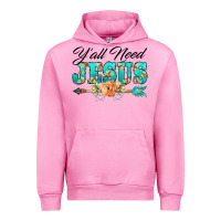 Fuchsia Pink y'all need jesus arrow lily flowers Urban Hoodie - BarkalooDesign