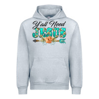 Heather Grey y'all need jesus arrow lily flowers Urban Hoodie - BarkalooDesign