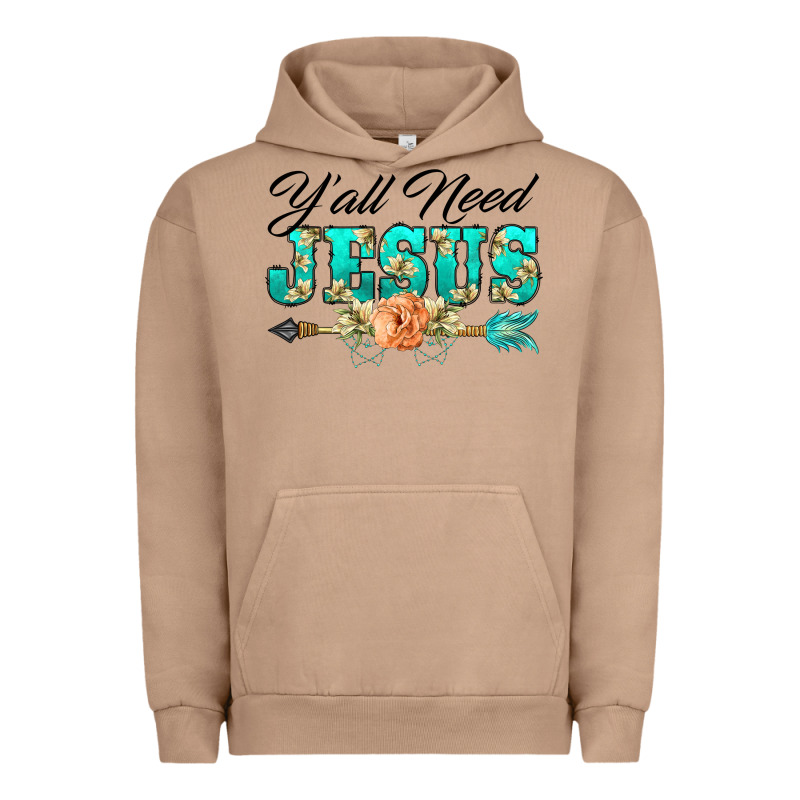 Y'all Need Jesus Arrow Lily Flowers Urban Hoodie by BarkalooDesign | Teevron