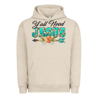Pigment French Oak y'all need jesus arrow lily flowers Urban Hoodie - BarkalooDesign