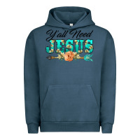Pigment Midnight Navy y'all need jesus arrow lily flowers Urban Hoodie - BarkalooDesign