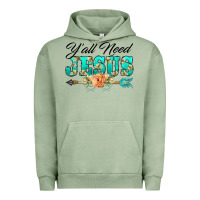 Pigment Oil Green y'all need jesus arrow lily flowers Urban Hoodie - BarkalooDesign