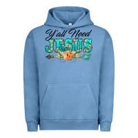 Pigment Pebble Blue y'all need jesus arrow lily flowers Urban Hoodie - BarkalooDesign