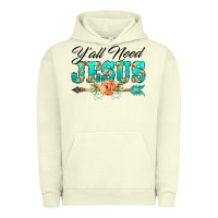 Pigment Pistachio y'all need jesus arrow lily flowers Urban Hoodie - BarkalooDesign