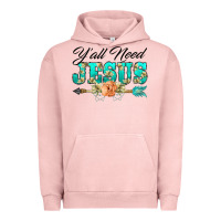 Pigment Salmon y'all need jesus arrow lily flowers Urban Hoodie - BarkalooDesign