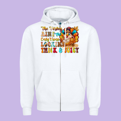 Thanksgiving Turkey Humor Zipper Hoodie Designed By Cowhidedigitalart