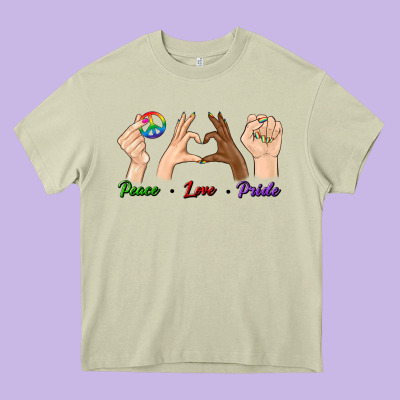 Peace Love Pride Heavy Core Tee Designed By Bundleandbundleshop