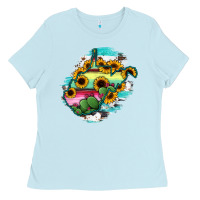 Baby Blue west virginia map sunflower cactus serape Ladies Tee - RanaPortraitStore