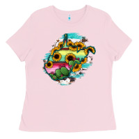 Bubblegum Pink west virginia map sunflower cactus serape Ladies Tee - RanaPortraitStore