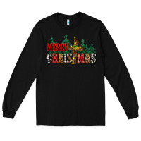 Black merry christmas  cross Long Sleeve Tee - CowGirlArtShop