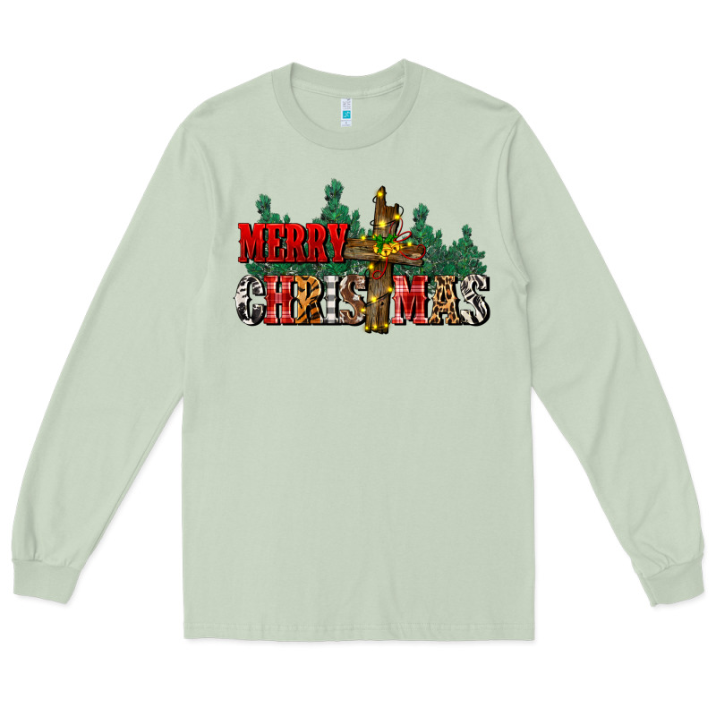 Merry Christmas  Cross Long Sleeve Tee by CowGirlArtShop | Teevron