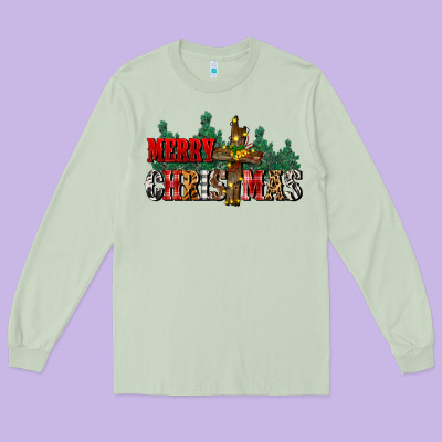 Merry Christmas  Cross Long Sleeve Tee Designed By Cowgirlartshop