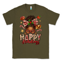 Army Green happy holidays christmas afro messy bun Classic Tee - texasbilliewilder