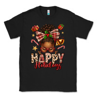Black happy holidays christmas afro messy bun Classic Tee - texasbilliewilder