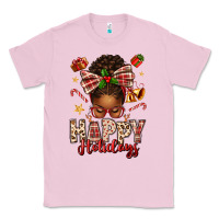 Bubblegum Pink happy holidays christmas afro messy bun Classic Tee - texasbilliewilder