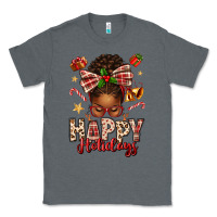 Charcoal Heather happy holidays christmas afro messy bun Classic Tee - texasbilliewilder
