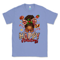 Colony Blue happy holidays christmas afro messy bun Classic Tee - texasbilliewilder