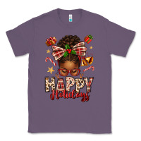 Lavender happy holidays christmas afro messy bun Classic Tee - texasbilliewilder