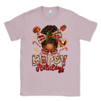 Lilac happy holidays christmas afro messy bun Classic Tee - texasbilliewilder