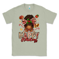 Matcha happy holidays christmas afro messy bun Classic Tee - texasbilliewilder