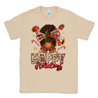 Mushroom happy holidays christmas afro messy bun Classic Tee - texasbilliewilder