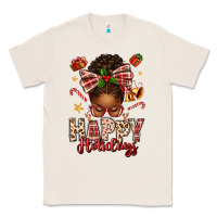 Natural happy holidays christmas afro messy bun Classic Tee - texasbilliewilder