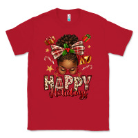 Red happy holidays christmas afro messy bun Classic Tee - texasbilliewilder