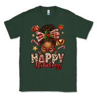 Sports Green happy holidays christmas afro messy bun Classic Tee - texasbilliewilder