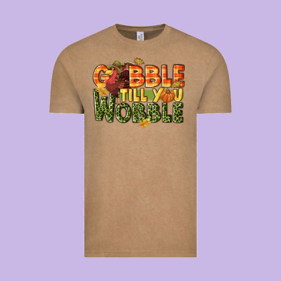 Gobble Till You Wobble Turkey Thanksgiving Vintage Tee Designed By Nancycooperartshop