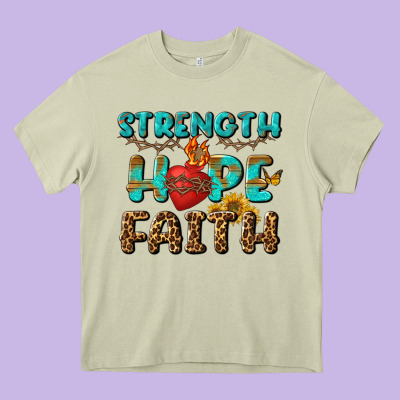 Strength Hope Faith Heavy Core Tee Designed By Bundleandbundleshop