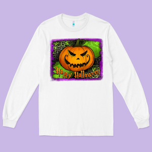 Happy Halloween Jack O' Lantern Pumpkin Long Sleeve Tee Designed By Jasminsmagicworld