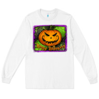 White happy halloween jack o' lantern pumpkin Long Sleeve Tee - Jasminsmagicworld